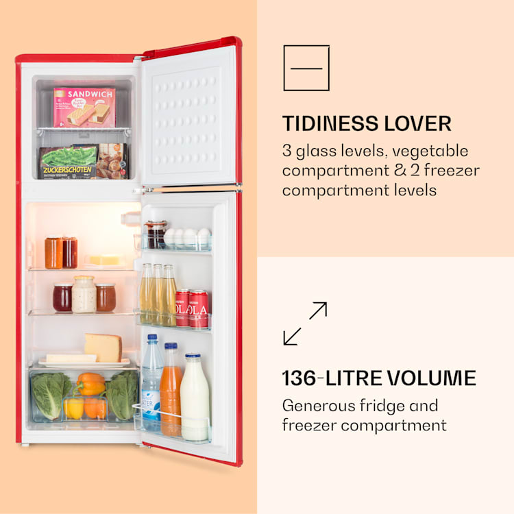 Audrey koelvriescombinatie 129cm | Rood